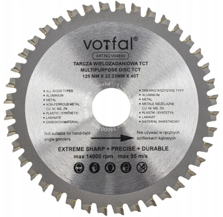 Vorfal Tarcza Wielozadaniowa TCT 125 mm x 22,23 mm x 40T V04890