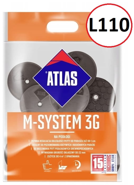 ATLAS M-system UNO do podłogi, łączniki talerzykowe przeznaczone do mocowania wewnątrz pomieszczeń