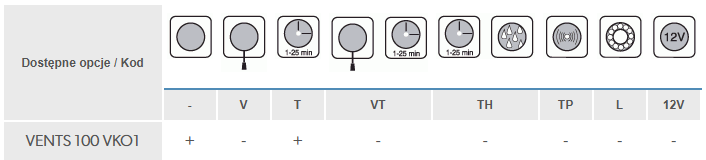 Vents 100 VKO1 Wentylator kanałowy Timer 107 m³/h