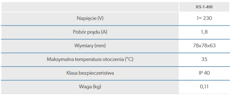 Vents RS-1-400 Tyrystorowy Regulator obrotów wentylatora Natynkowy Max 400 W