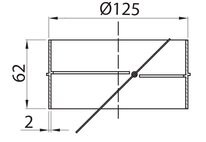 Vents 594 Łącznik kanałów okrągłych z zaworem 125 mm