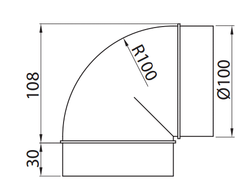 Vents 490 Kolano wentylacyjne okrągłe 90° do kanału fi 100 mm
