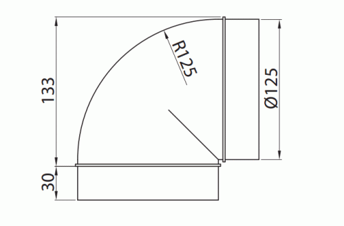 Vents 590 Kolano wentylacyjne okrągłe 90° do kanału fi 125 mm