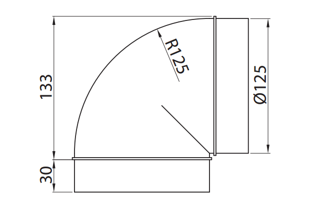 Vents 590 Kolano wentylacyjne okrągłe 90° do kanału fi 125 mm