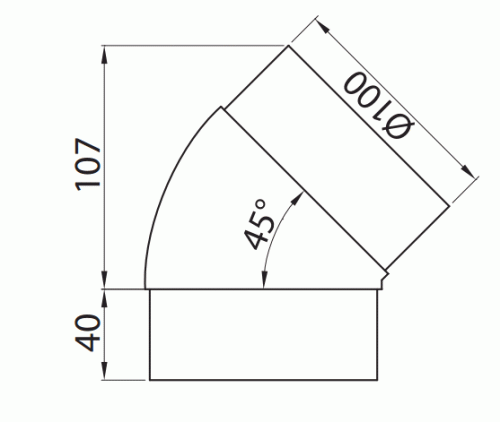 Vents 491 Kolano wentylacyjne okrągłe 45° do kanału fi 100 mm