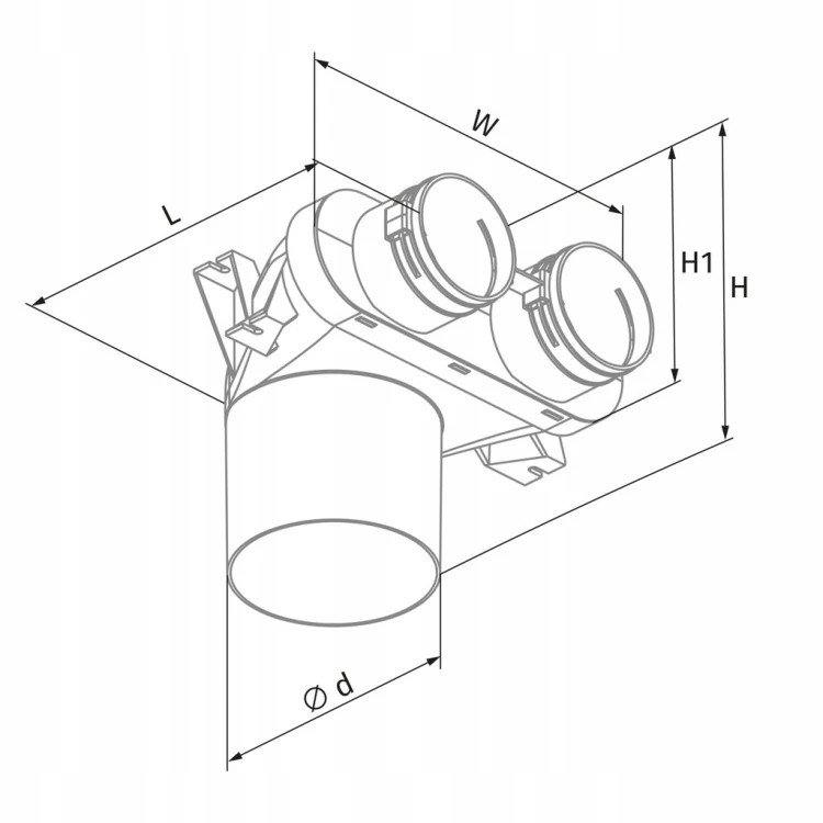 Vents Flexivent Skrzynka Rozprężna rekuperacja 2 x 75 / 125 mm
