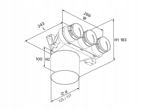 Vents Flexivent Skrzynka Rozprężna rekuperacja 3 x 75 / 125 mm