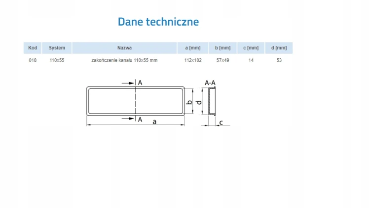 Vents 018 Zakończenie Kanału Wentylacyjnego Zaślepka 110 x 55 mm.png