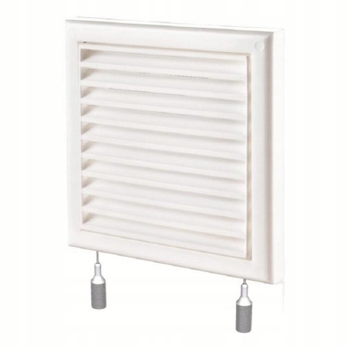Vents Kratka wentylacyjna z siatką i żaluzją Biała 154 x 154 mm 15 x 15