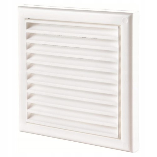Vents Kratka wentylacyjna z siatką i żaluzją Biała 154 x 154 mm 15 x 15
