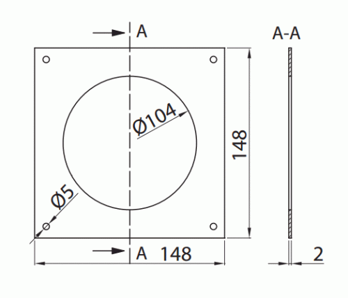 Vents 114-4 Kołnierz przyścienny do kanału okrągłego fi 100 mm Biały
