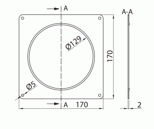 Vents 114-5 Kołnierz przyścienny do kanału okrągłego fi 125 mm Biały