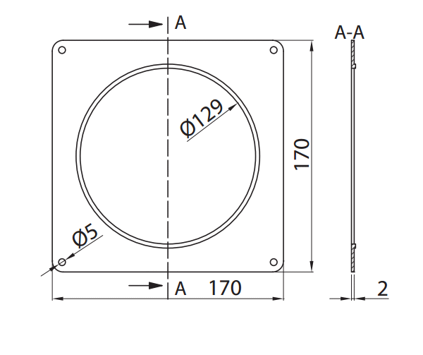 Vents 114-5 Kołnierz przyścienny do kanału okrągłego fi 125 mm Biały