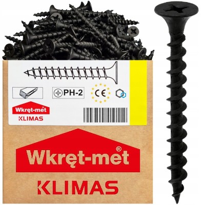 WKRĘT-MET Wkręty do płyt karton-gips drewno 3,5x35 FOSFATOWANE KSGD 1000szt