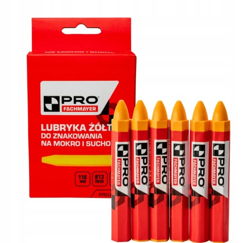 PRO Lubryka Żółta do znakowania na mokro i sucho 110 mm x 13 mm 12 szt.