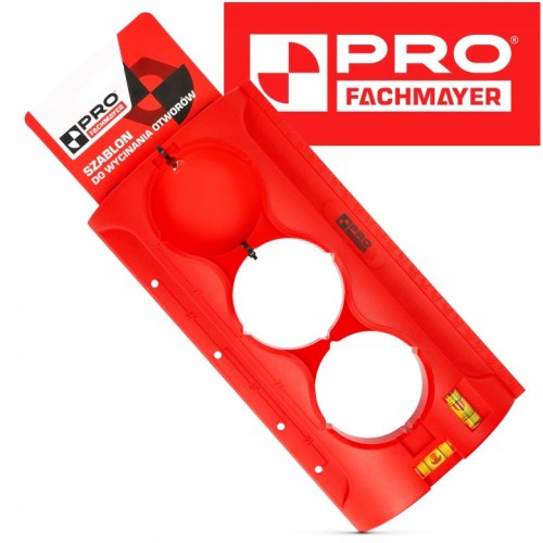 PRO Przymiar szablon do wycinania otworów 68 mm z poziomicą