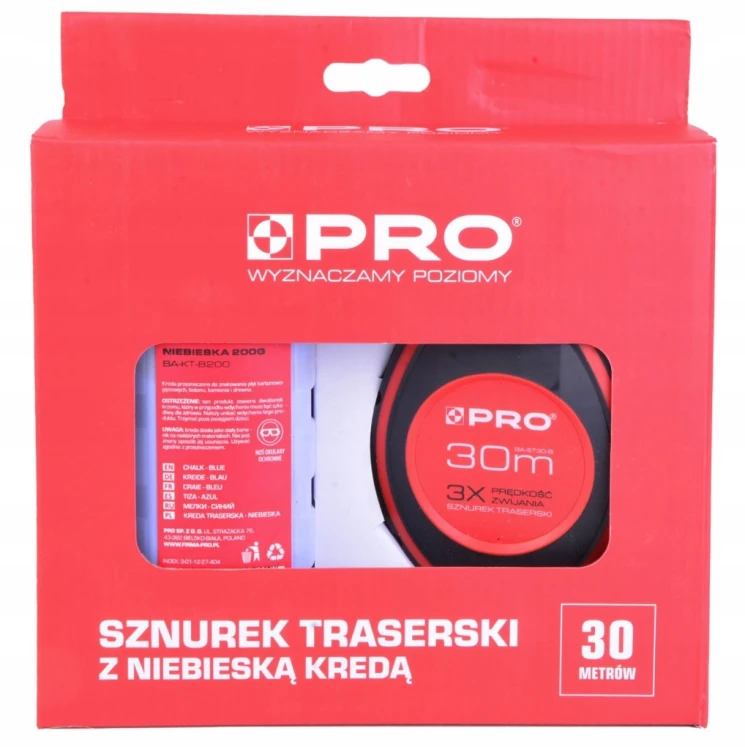 PRO Sznurek traserski z kredą czerwoną 30 mb