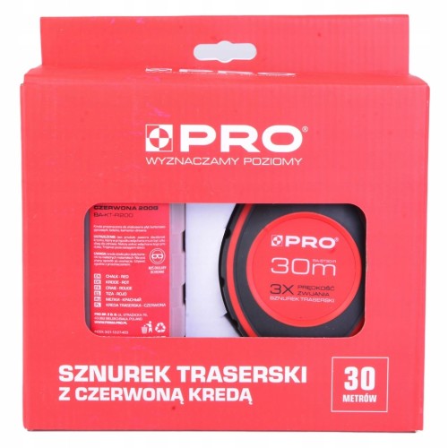 PRO Sznurek traserski z kredą czerwoną 30 mb