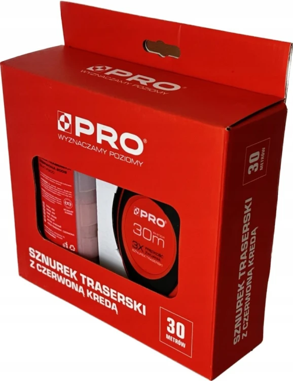 PRO Sznurek traserski z kredą czerwoną 30 mb