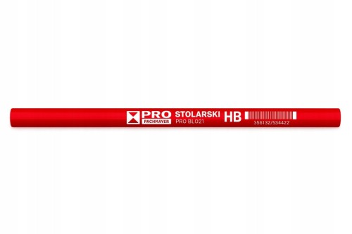 PRO Ołówek Stolarski Owalny do drewna Budowlany Czerwony HB 240 mm