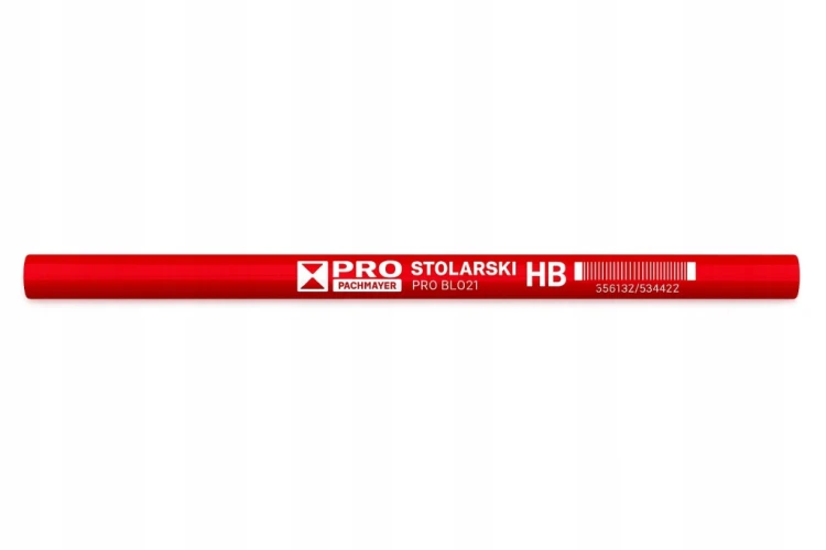 PRO Ołówek Stolarski Owalny do drewna Budowlany Czerwony HB 240 mm