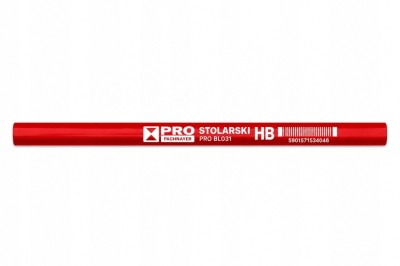 PRO Ołówek Stolarski Prostokątny HB 240 mm Czerwony Stolarski Budowlany