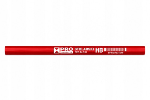PRO Ołówek Stolarski Prostokątny Budowlany Czerwony HB 240 mm