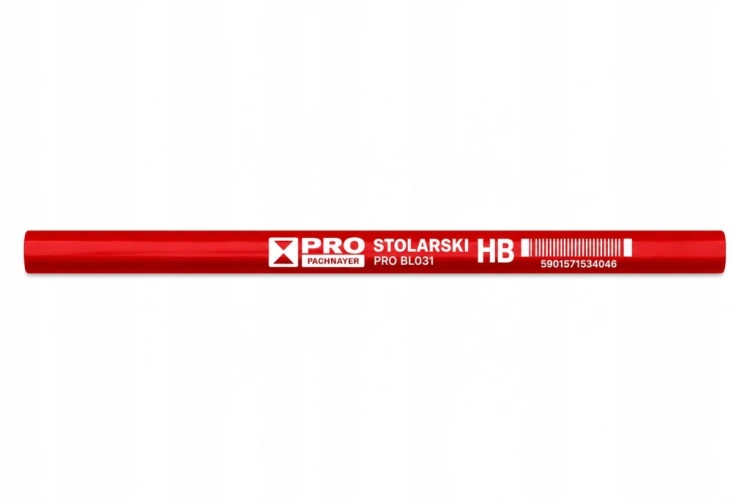 PRO Ołówek Stolarski Prostokątny Budowlany Czerwony HB 240 mm