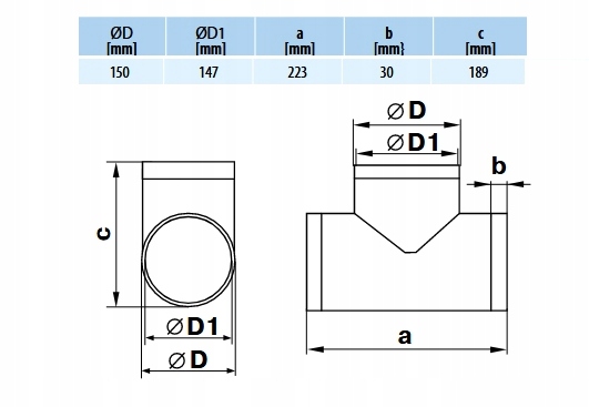 Vents 692 Trójnik do kanałów okrągłych fi 150 mm