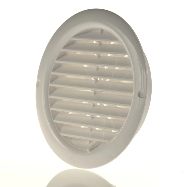 Vents Kratka Wentylacyjna Okrągła z kołnierzem i regulowaną żaluzją Biała fi 125 mm