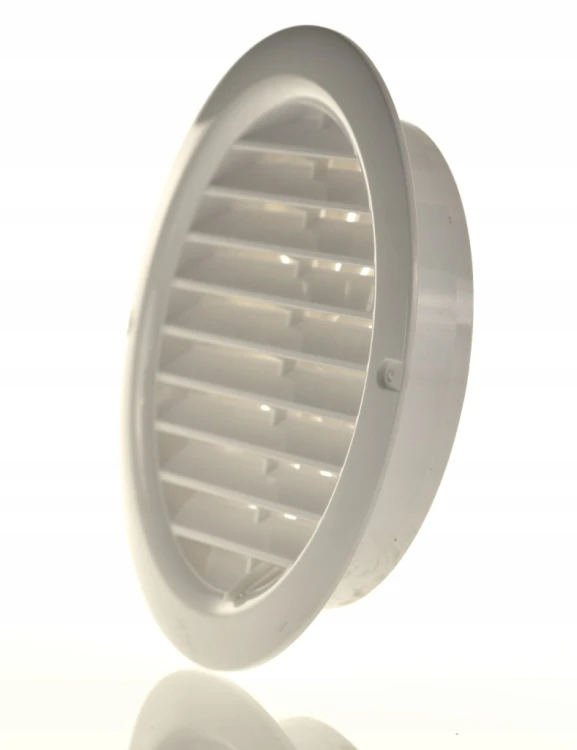 Vents Kratka Wentylacyjna Okrągła z kołnierzem i regulowaną żaluzją Biała fi 125 mm