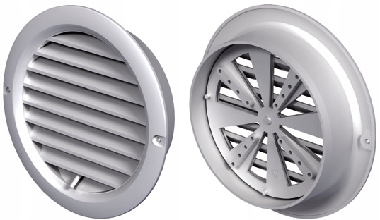 Vents Kratka Wentylacyjna Okrągła z kołnierzem i regulowaną żaluzją Biała fi 150 mm