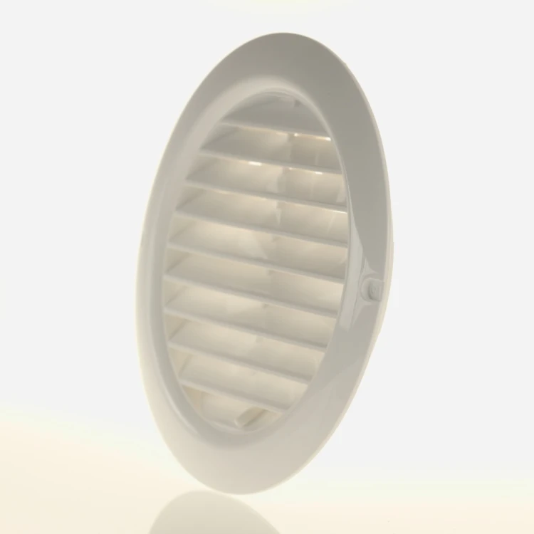 Vents Kratka Wentylacyjna Okrągła z kołnierzem i regulowaną żaluzją Biała fi 150 mm