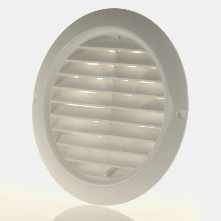 Vents Kratka Wentylacyjna Okrągła z kołnierzem i regulowaną żaluzją Biała fi 150 mm