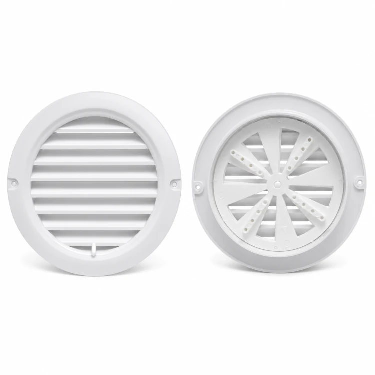 Vents Kratka Wentylacyjna Okrągła z kołnierzem i regulowaną żaluzją Biała fi 100 mm