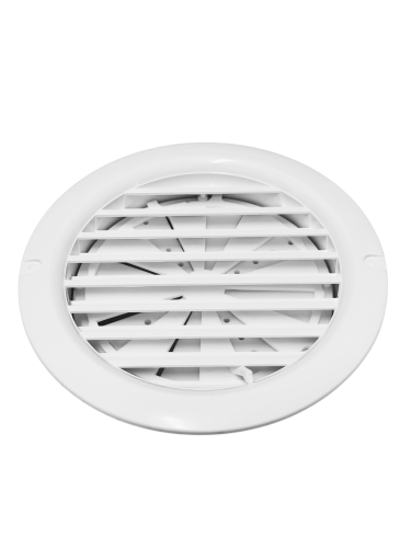 Vents Kratka Wentylacyjna Okrągła z kołnierzem i regulowaną żaluzją Biała fi 100 mm