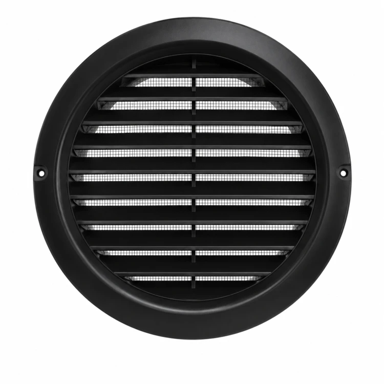 Vents Ventika Kratka Wentylacyjna Okrągła z siatką i kołnierzem Czarna fi 100 mm