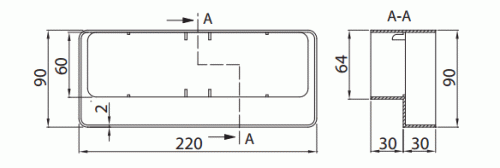 Vents 957 Redukcja płaska 204 x 60 z kanałem 220 x 90 mm