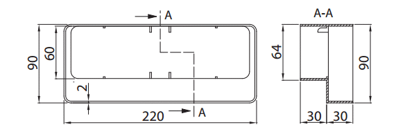 Vents 957 Redukcja płaska 204 x 60 z kanałem 220 x 90 mm