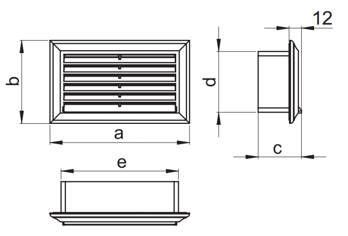 Vents WP 571 WH Kratka do zakończenia kanału wentylacyjnego 120 x 60 mm
